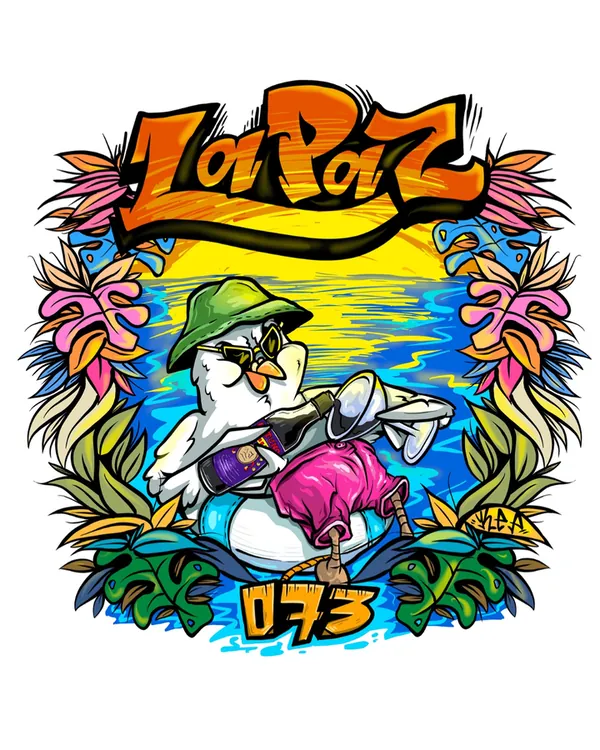 Ilustração de praia da pomba da La Paz com o grafite 073